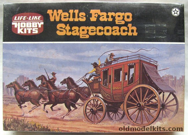 Life-Like 1/48 Wells Fargo Stage Coach - with Driver / Messenger and Four Horses (ex-Adams / Revell / Miniature Masterpieces), 09682 plastic model kit